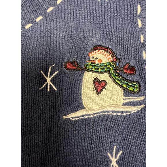 Womens Christmas Winter Vest Sweater Small Snowmen Snowflakes Granny Embroidered - Picture 3 of 9